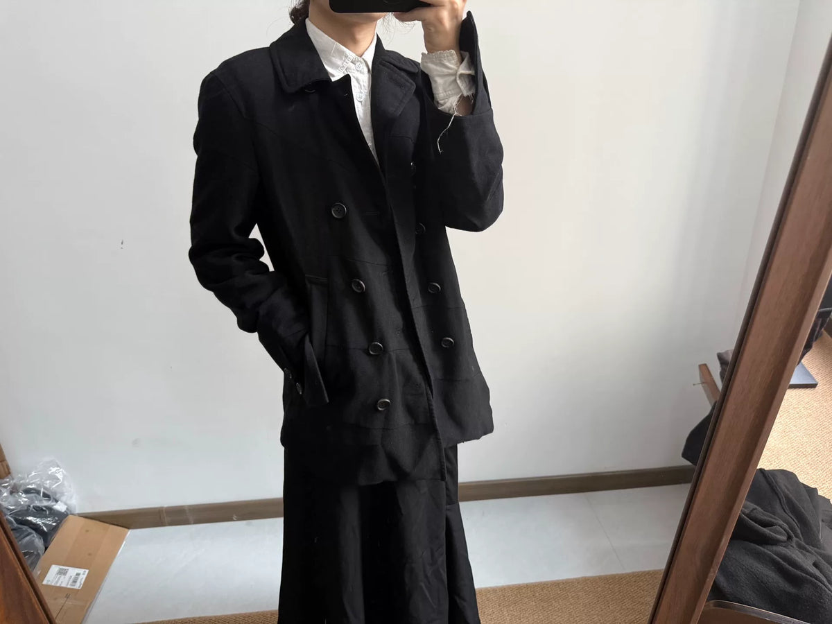 Comme des Garçons Homme Plus Runway Spiral Patchwork Double-Breasted Wool Coat