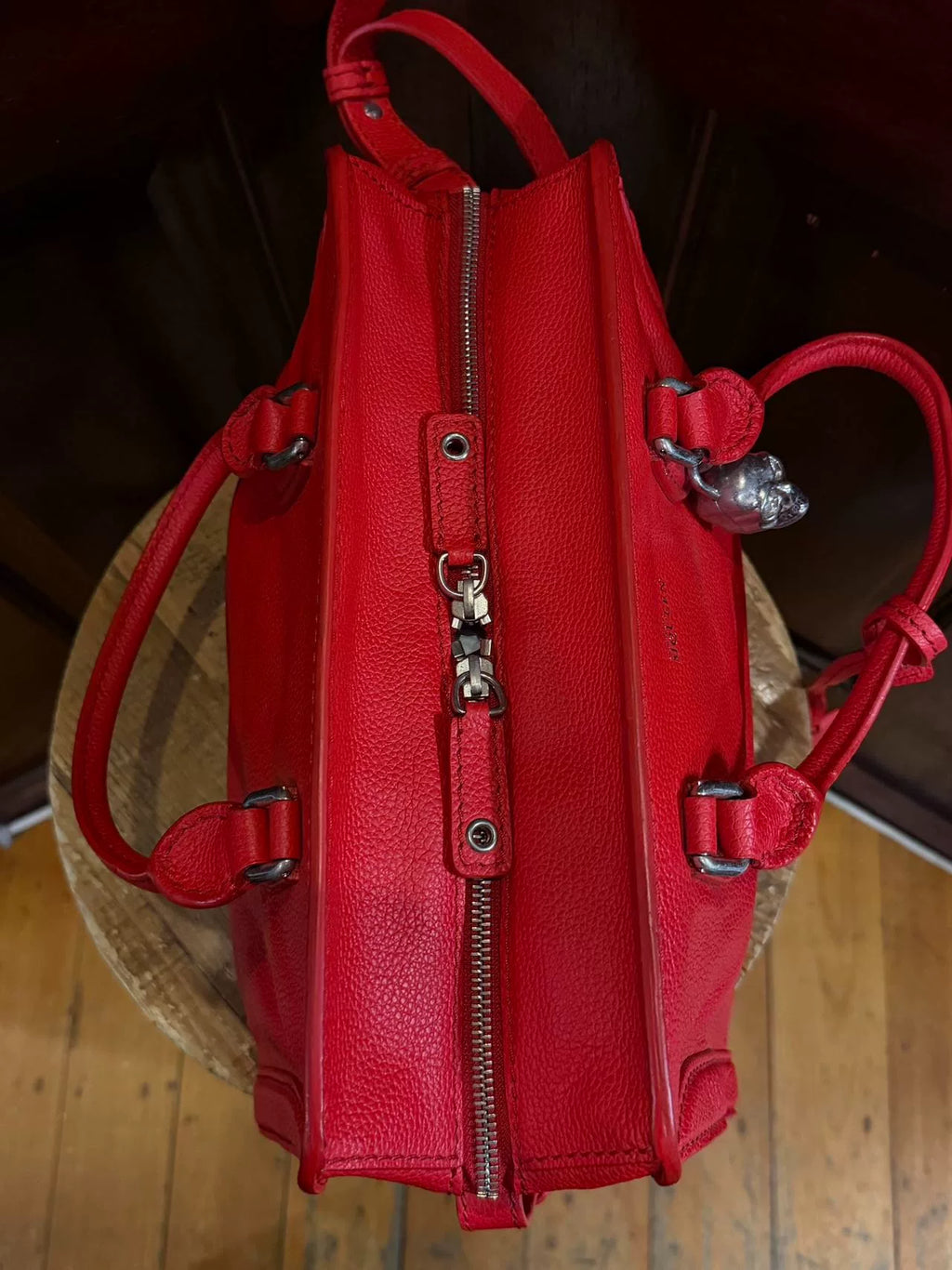 Alexander McQueen Red Skull Padlock Zip Bag