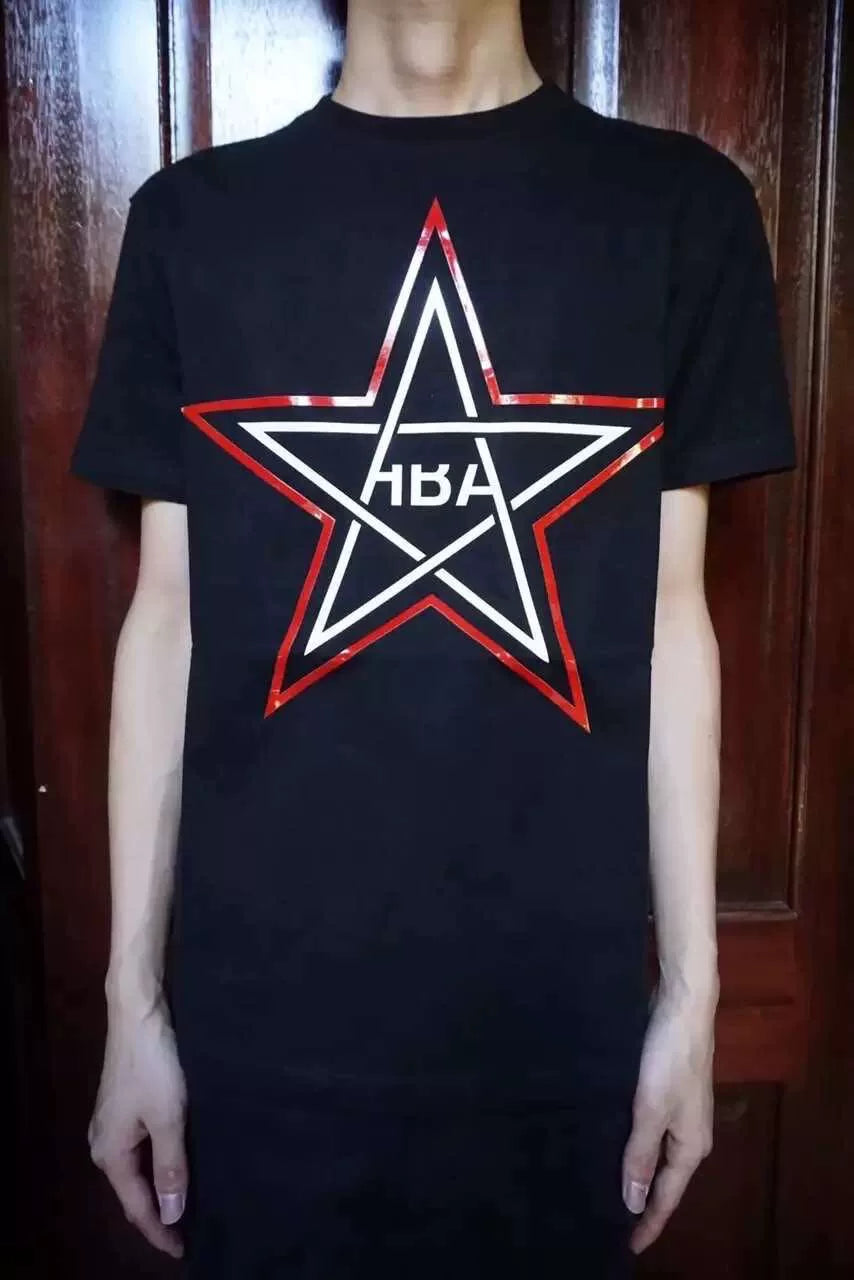 HBA Hood By Air FW15 Black Five-Pointed Star Print Cotton Tee