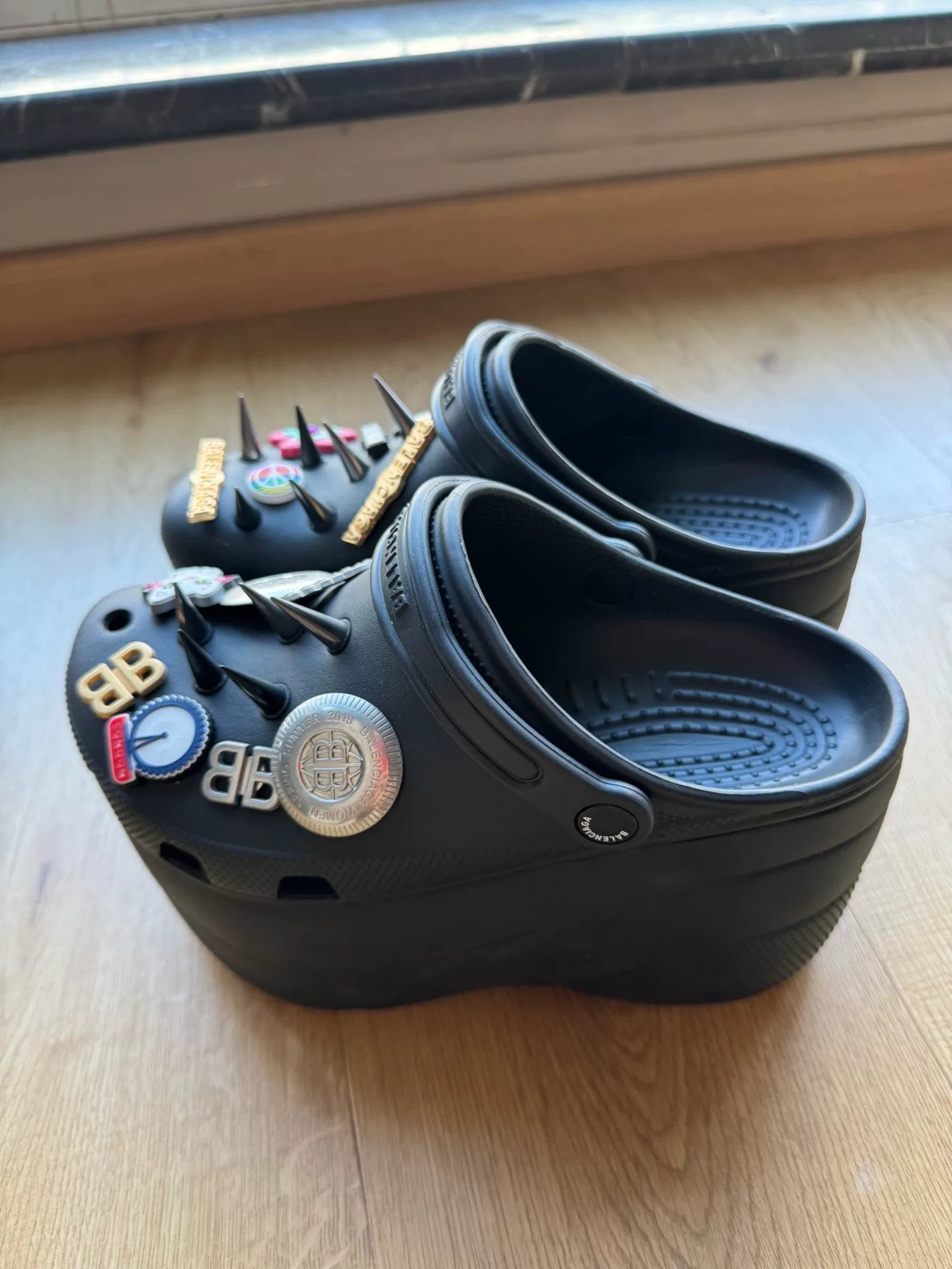 Balenciaga X Crocs Collaboration Runway Studded Platform Slides