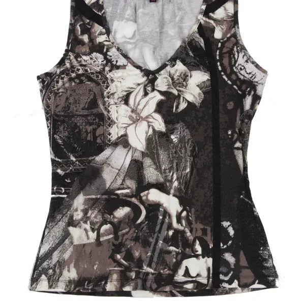 Jean Paul Gaultier Vintage Grey Portrait Floral Vest