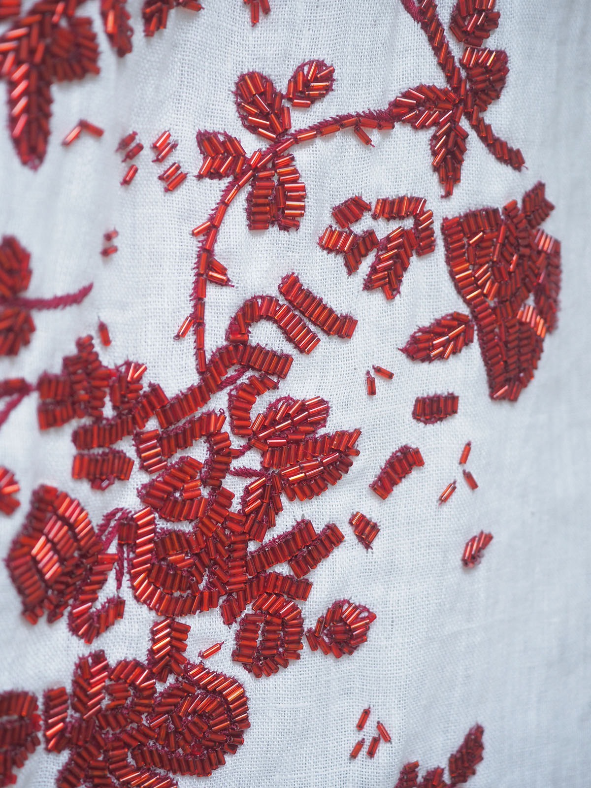 Dries Van Noten SS00 Beaded Floral Linen Skirt
