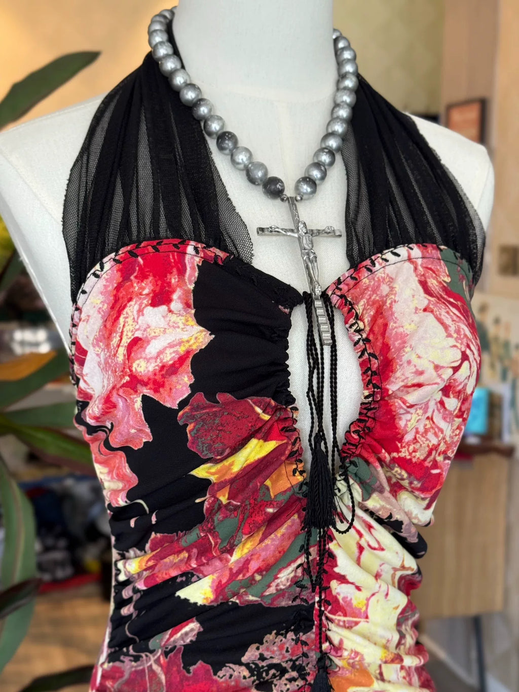 jean paul gaultier Gaultier JPG floral print halter strap top