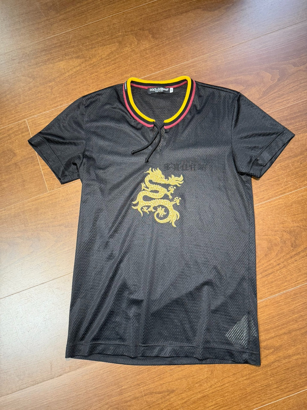 Dolce&Gabbana golden dragon mesh shirt