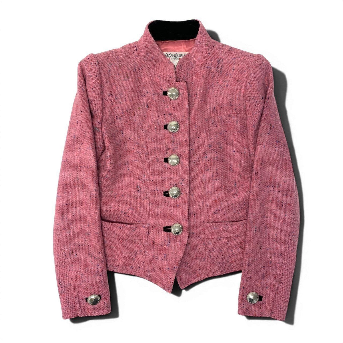 Yves Saint Laurent 1980s Tweed Stand-Collar Knit Jacket