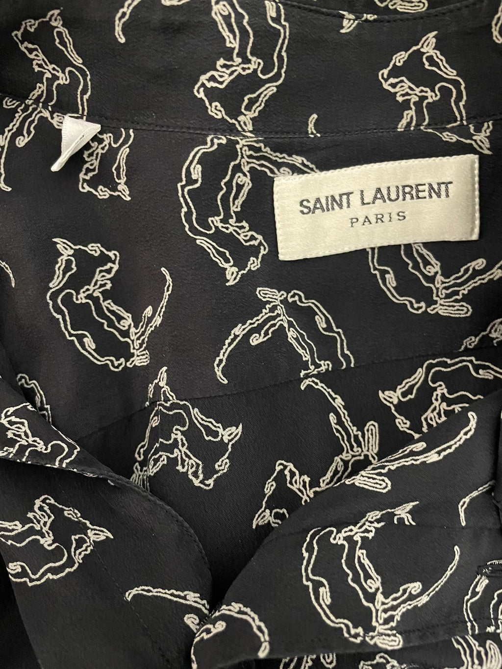 Saint Laurent FW13 Fox Print Silk Shirt