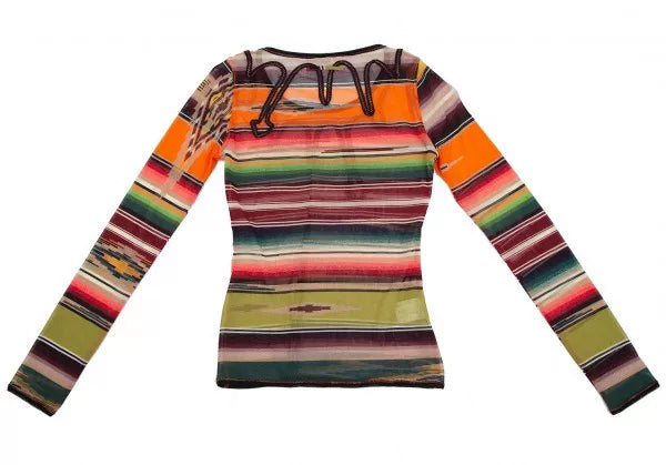 Jean Paul Gaultier Vintage Orange Striped Mesh Top