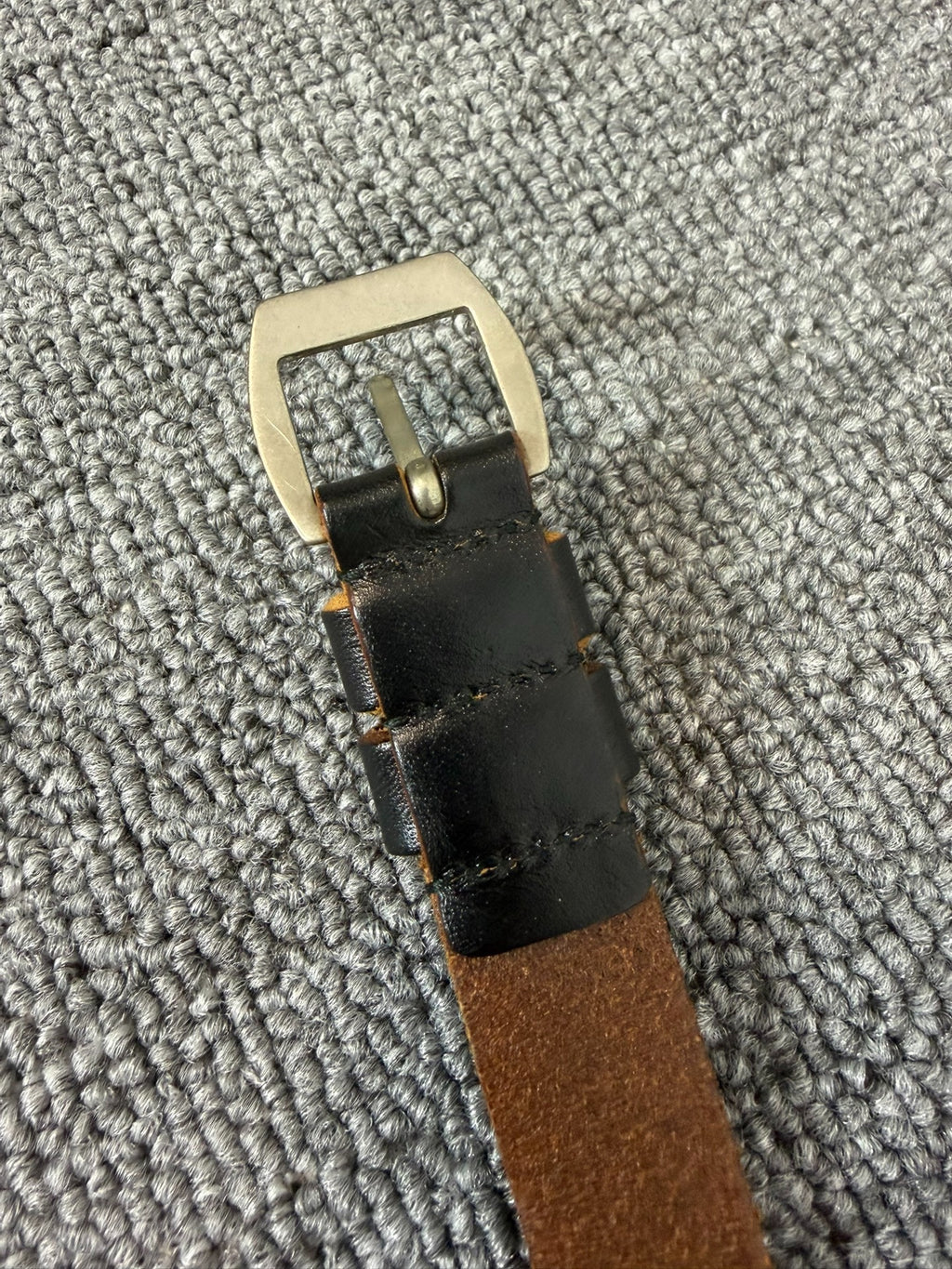 Saint Laurent 16SS Paris Black Brown Retro Silver Buckle Belt