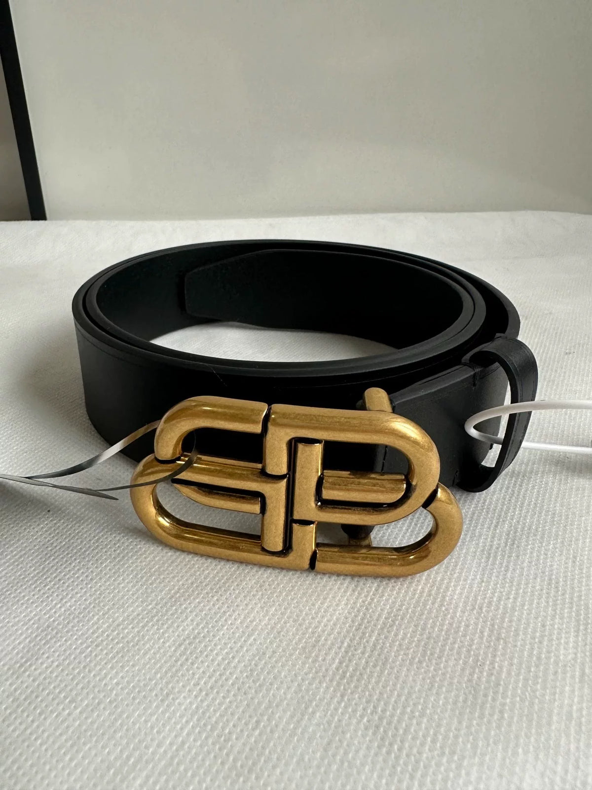 Balenciaga Black Gold Buckle BB Belt
