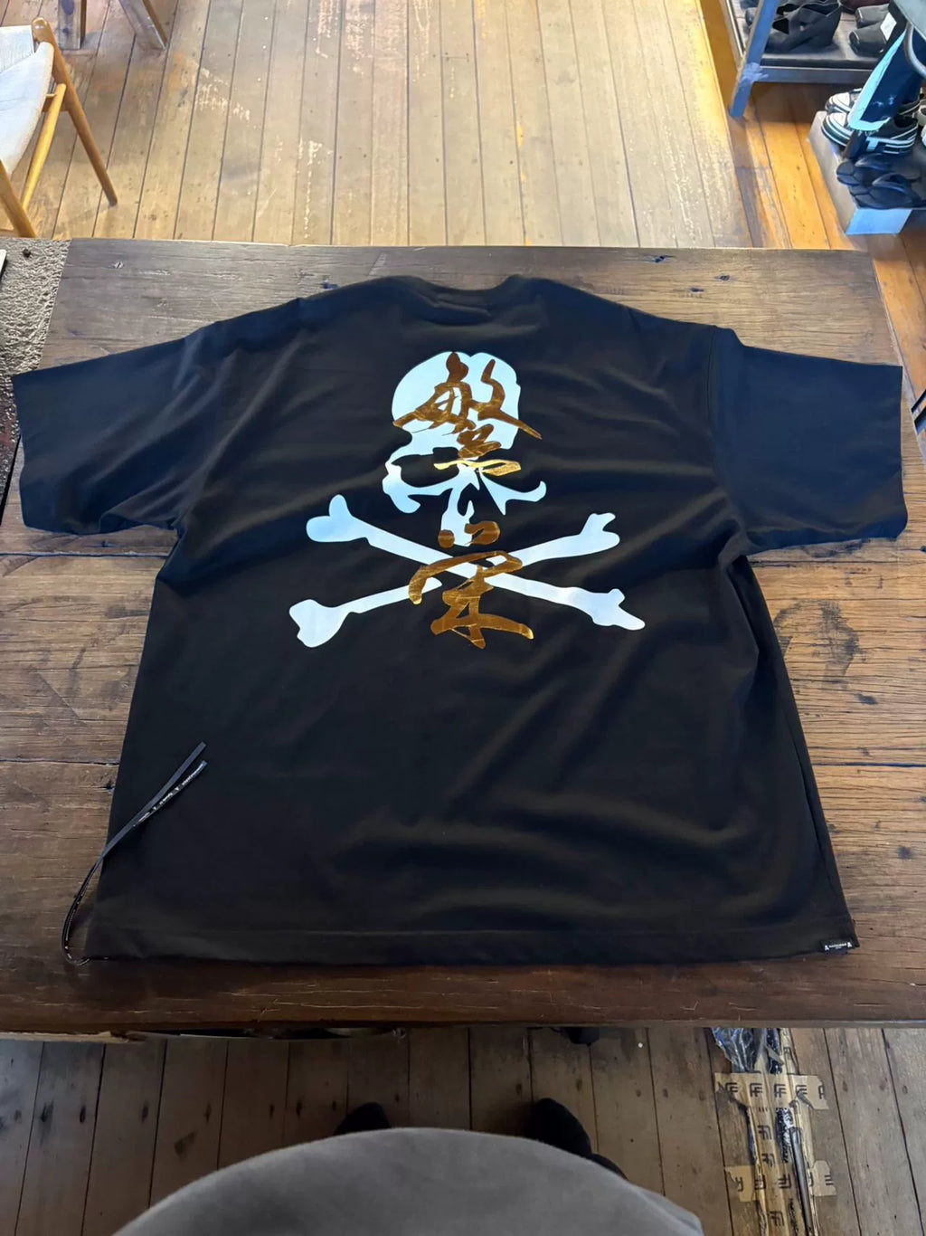 mastermind Japan SS25 Black Prosperity Gold Foil Print Suvin Cotton T-Shirt