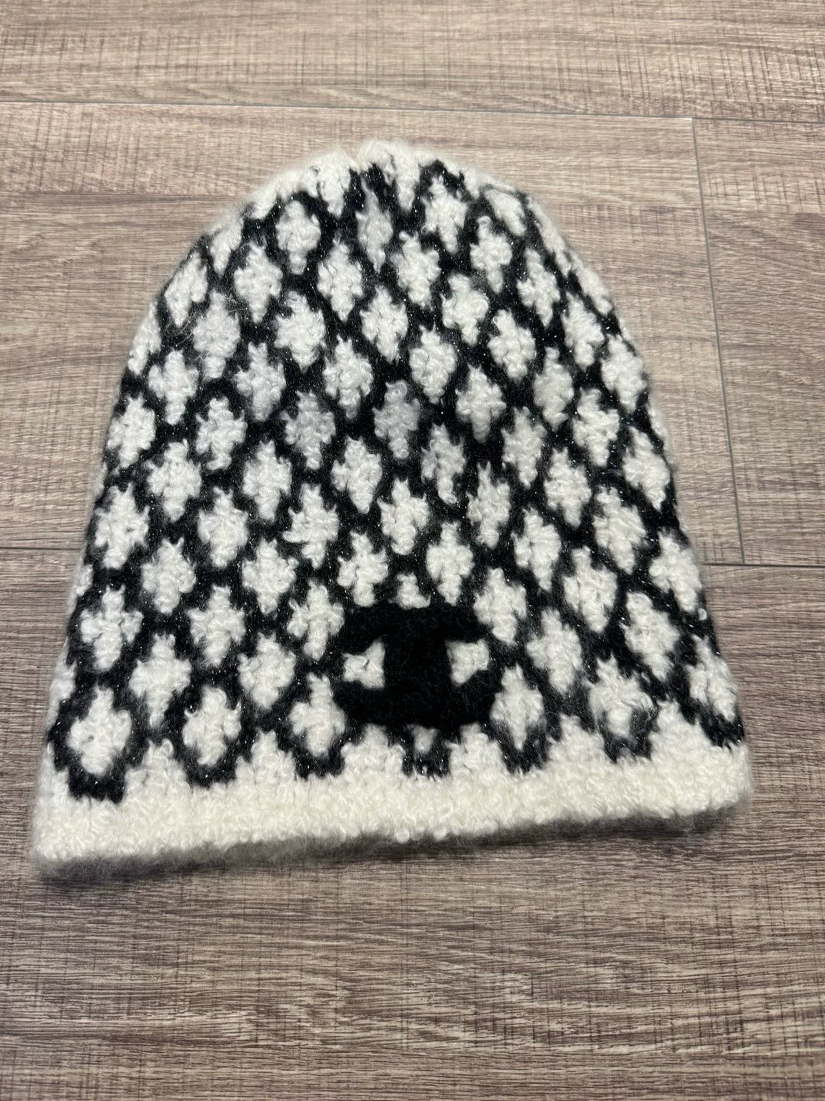 Chanel Black White Tweed Cashmere Beanie