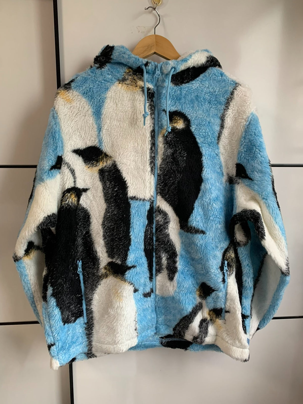 Supreme FW20 Blue Week3 Penguins Hooded Fleece Jacket