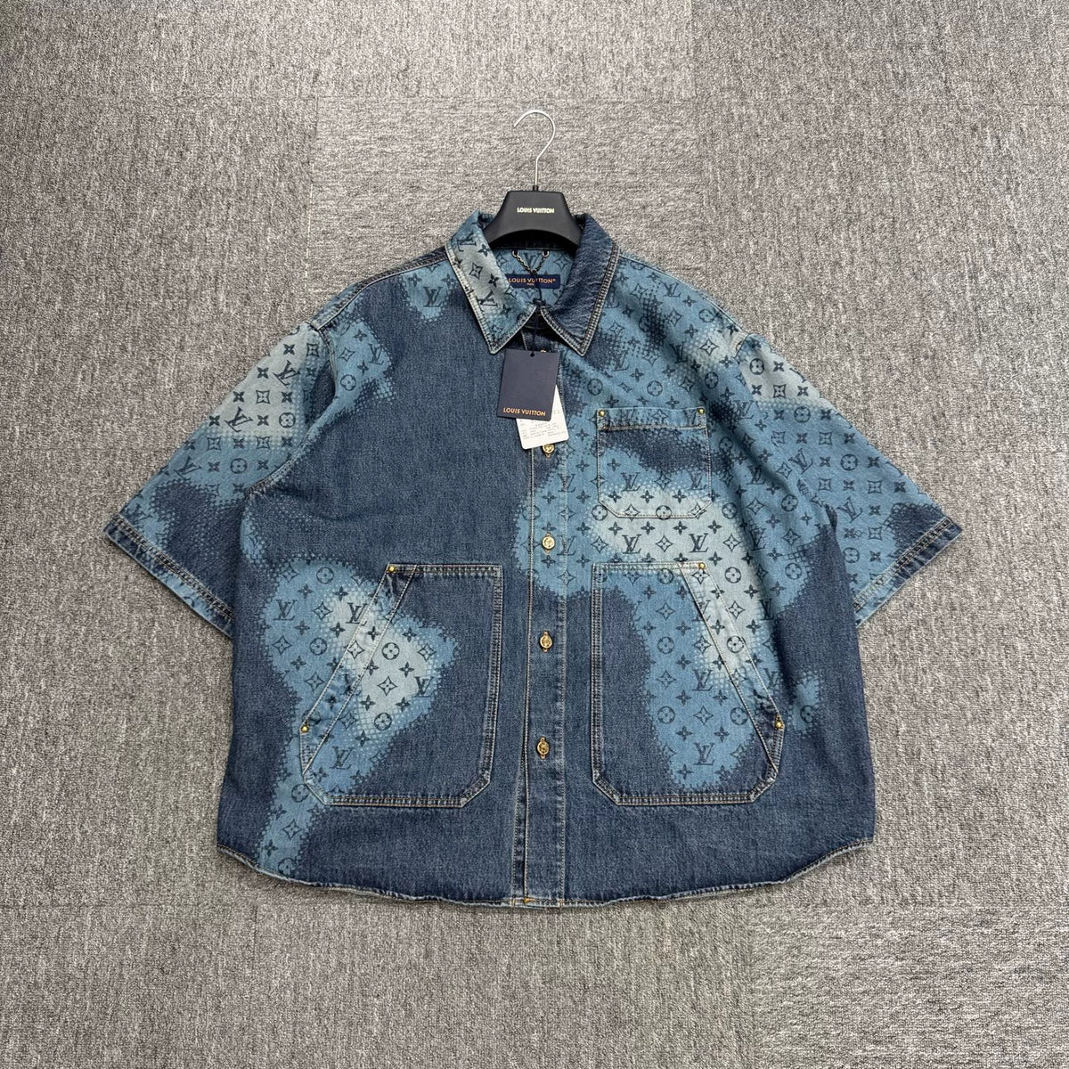 Louis Vuitton Blue Gradient Monogram Denim Short Sleeve Top
