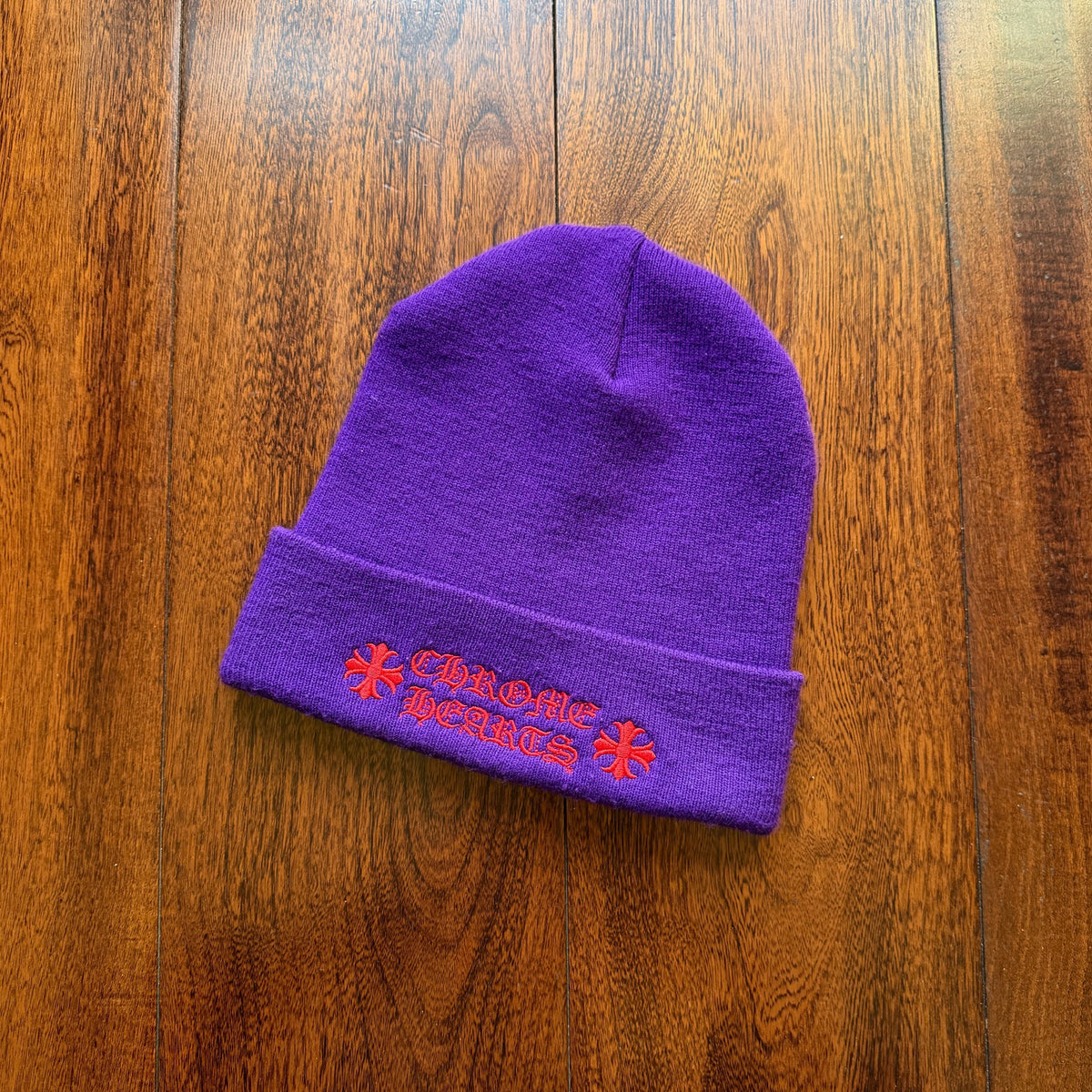 Chrome Hearts Purple Sanskrit Embroidered Beanie