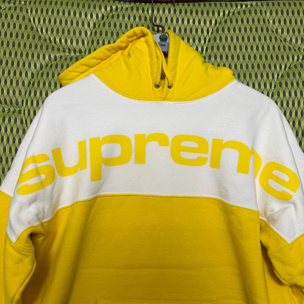 Supreme Yellow White Patchwork Hooded Sweater