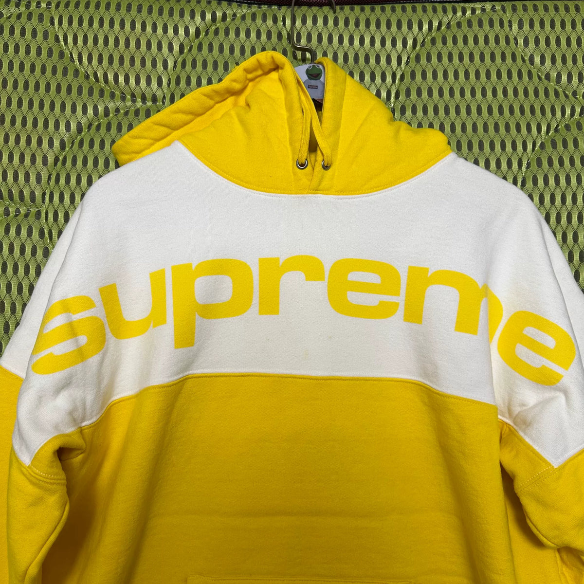 Supreme Yellow White Patchwork Hooded Sweater