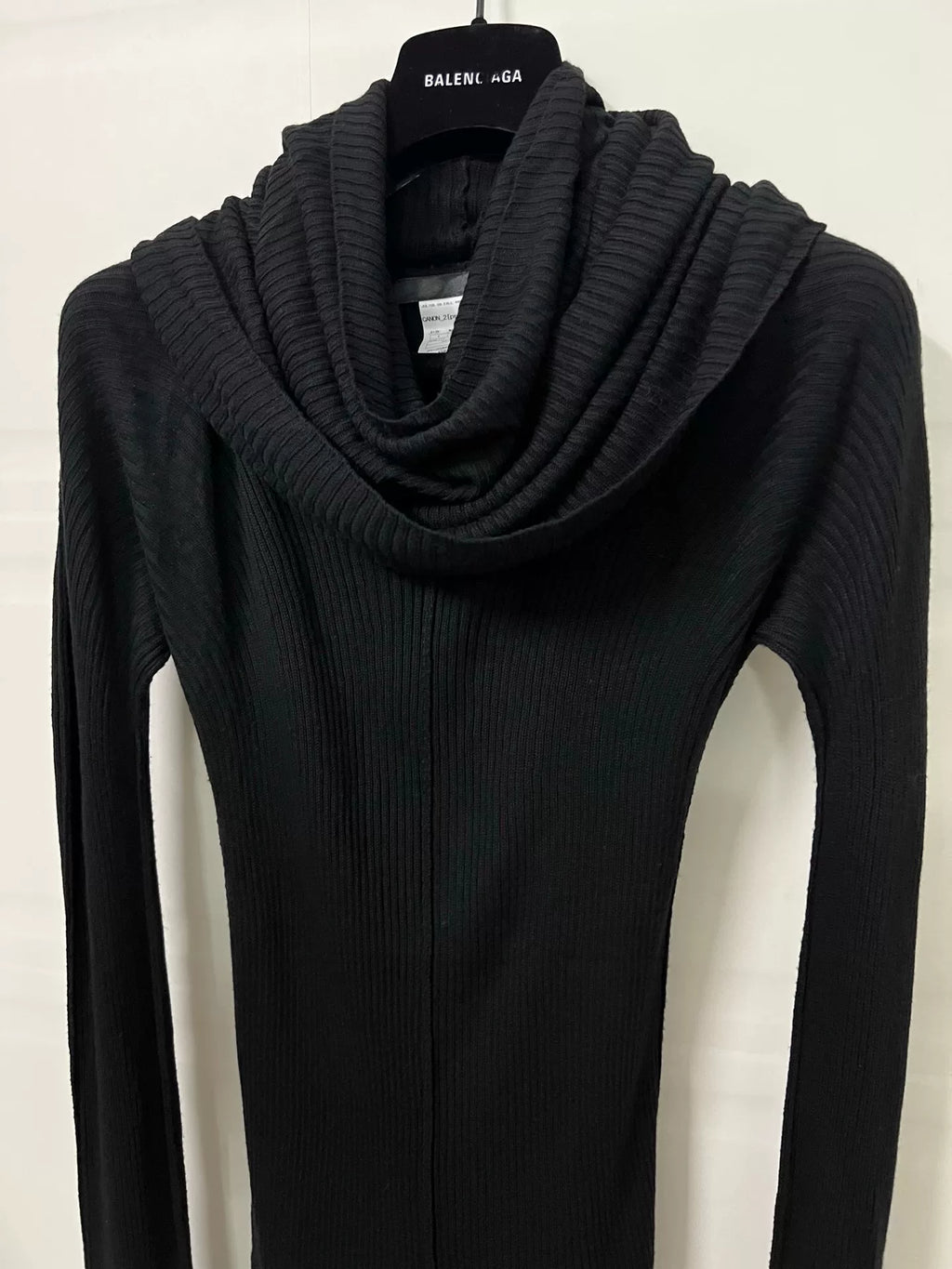 AW09 Comme des Garçons Black Double-Layer Interactive Draped High Collar Silk-Blend Knit Top