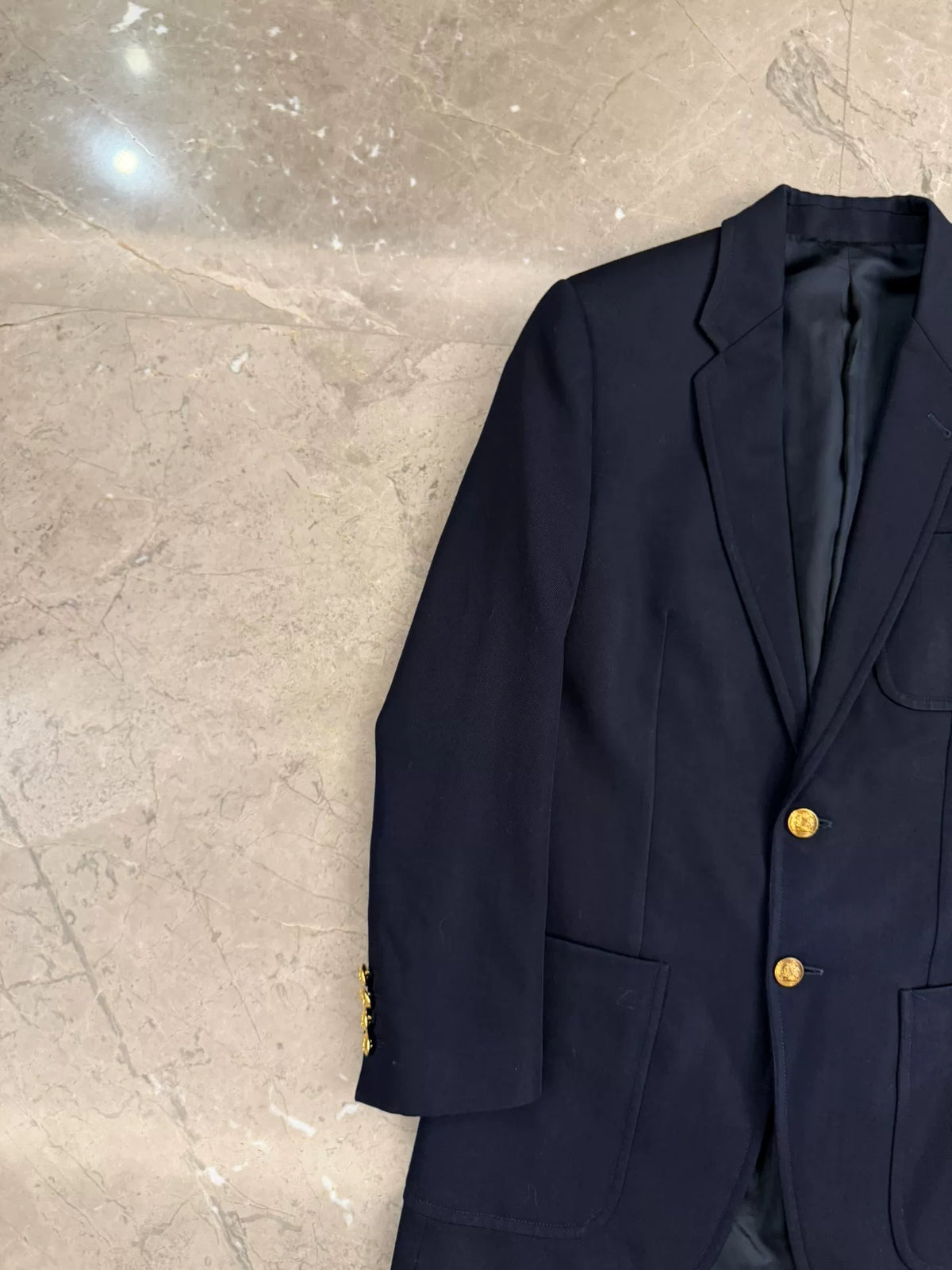 Celine SS23 Navy Blue Gold-Button Wool Blazer by Hedi Slimane