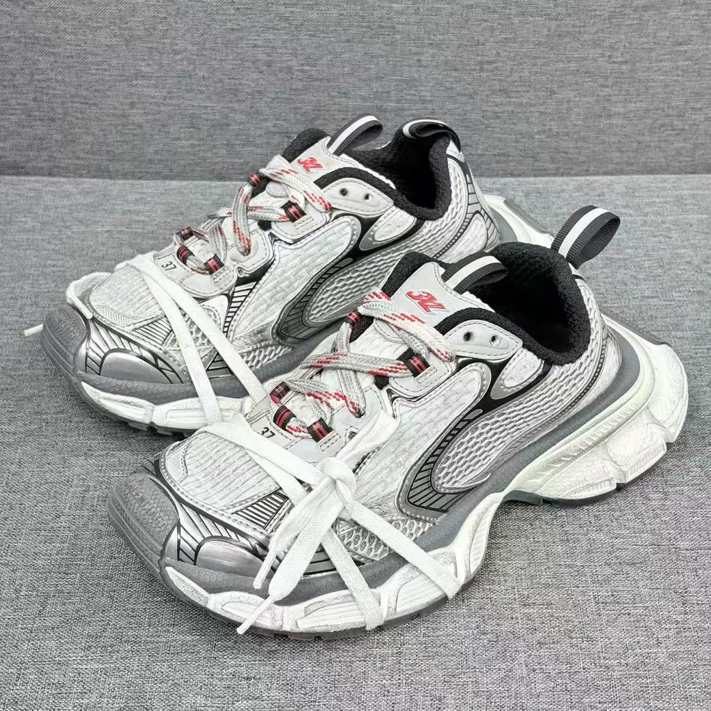 Balenciaga 3XL Grey Red Distressed Sneakers