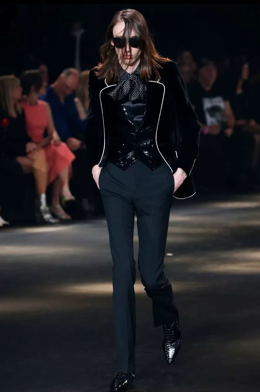 Saint Laurent 16FW Black Velvet Suit