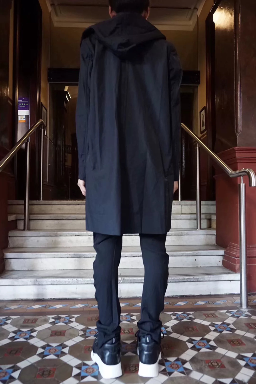 Julius FW16 Pre Black Hooded Cotton Nylon Coat