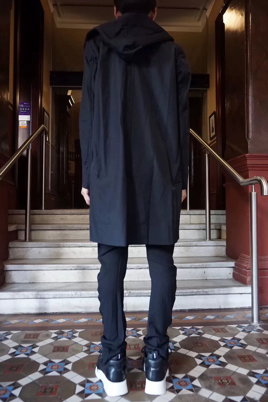Julius FW16 Pre Black Hooded Cotton Nylon Coat