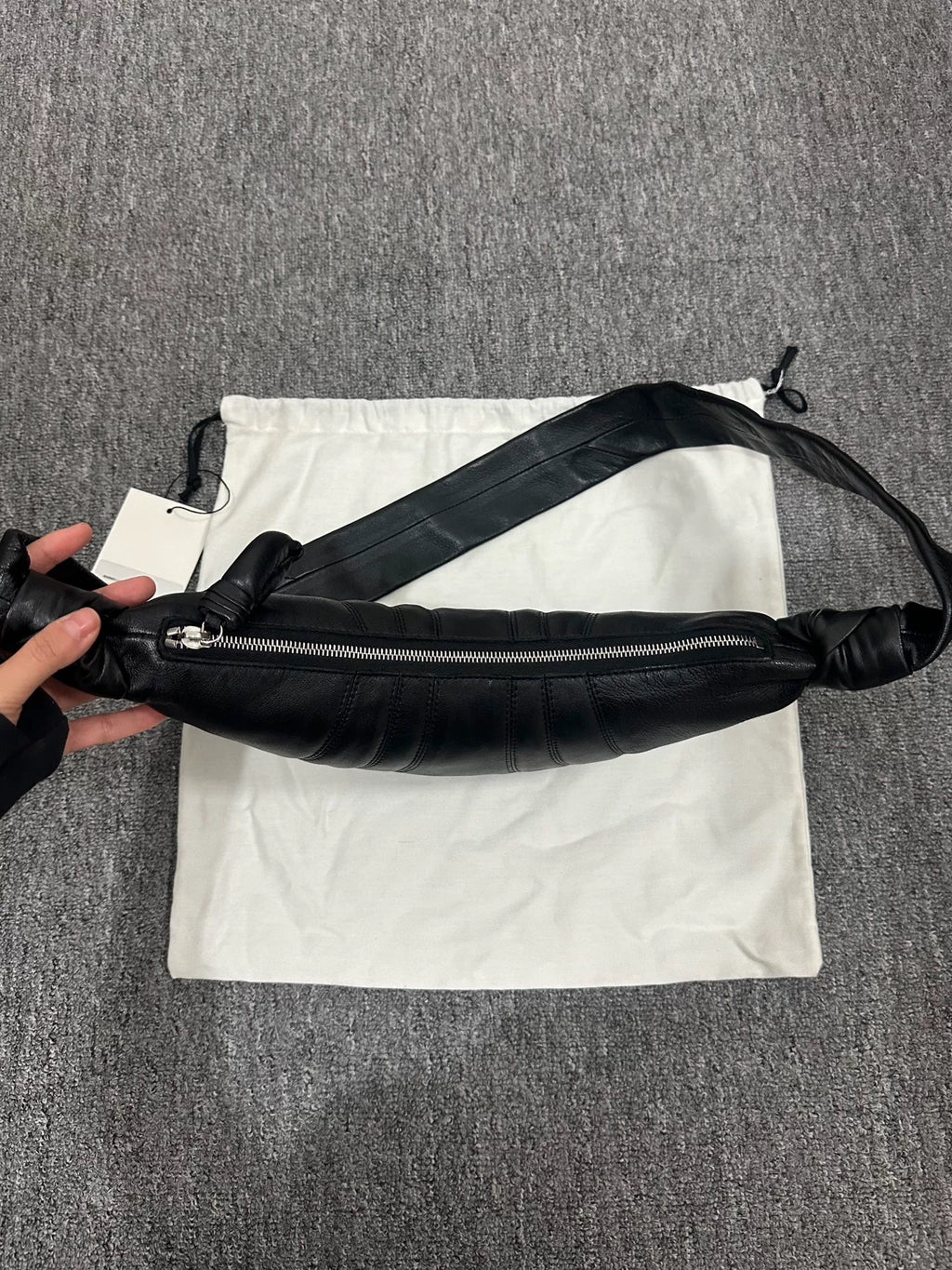 Lemaire SS26 croissant Black Lambskin Top
