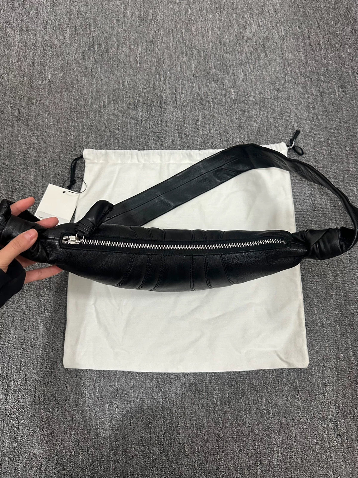 Lemaire SS26 croissant Black Lambskin Top