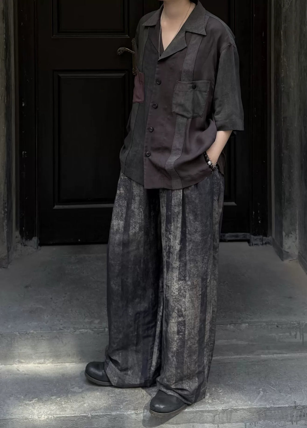 Ziggy Chen Wide-Leg Striped Jacquard Pants