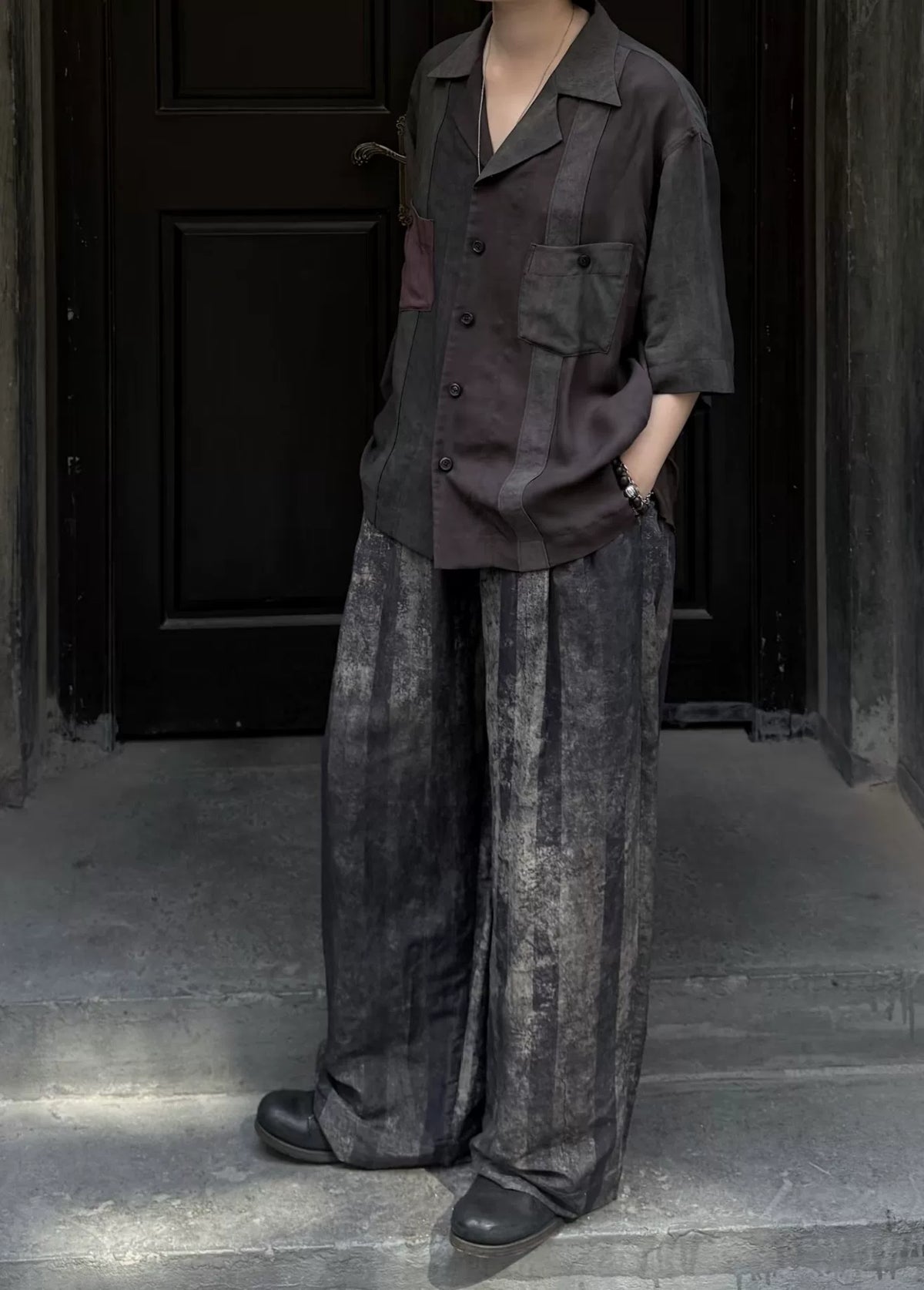 Ziggy Chen Wide-Leg Striped Jacquard Pants
