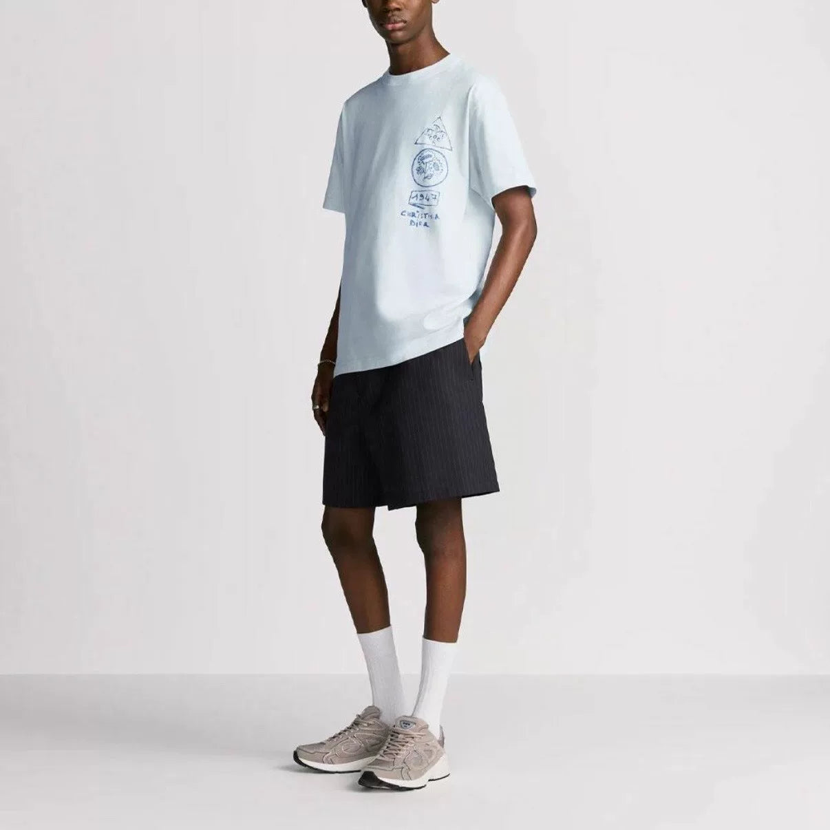 Dior 1947 Cotton Blue Short Sleeve T-Shirt