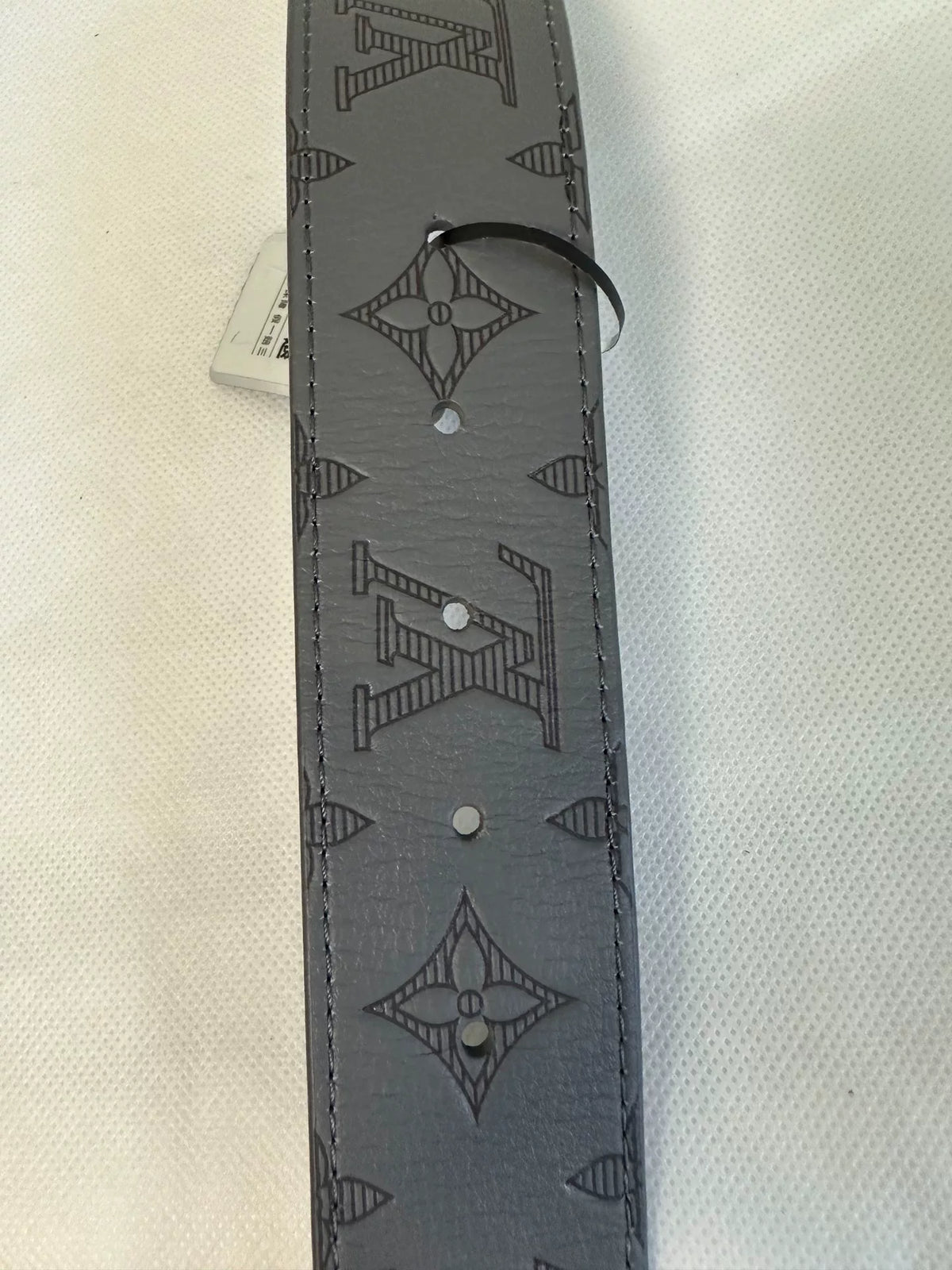 Louis Vuitton Grey Embossed Leather Belt
