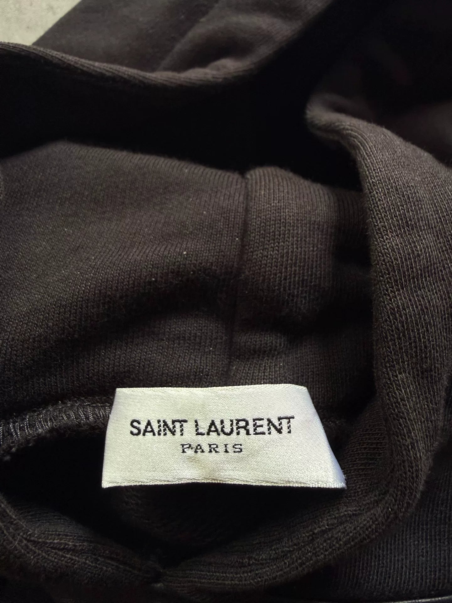 Saint Laurent 13AW Black Lambskin Drawstring Hoodie by Hedi Slimane