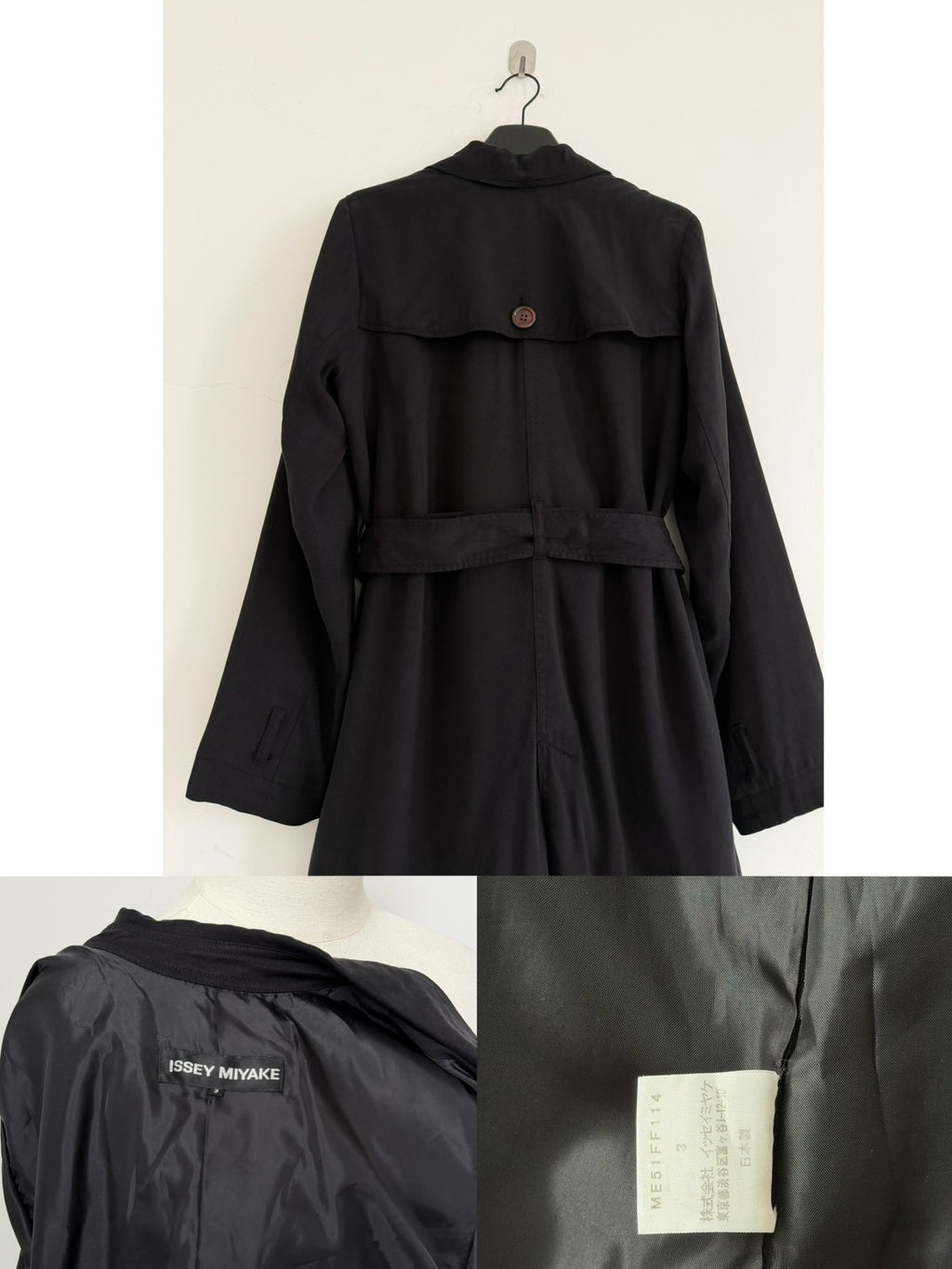 Issey Miyake 2005 main line draped collar trench coat