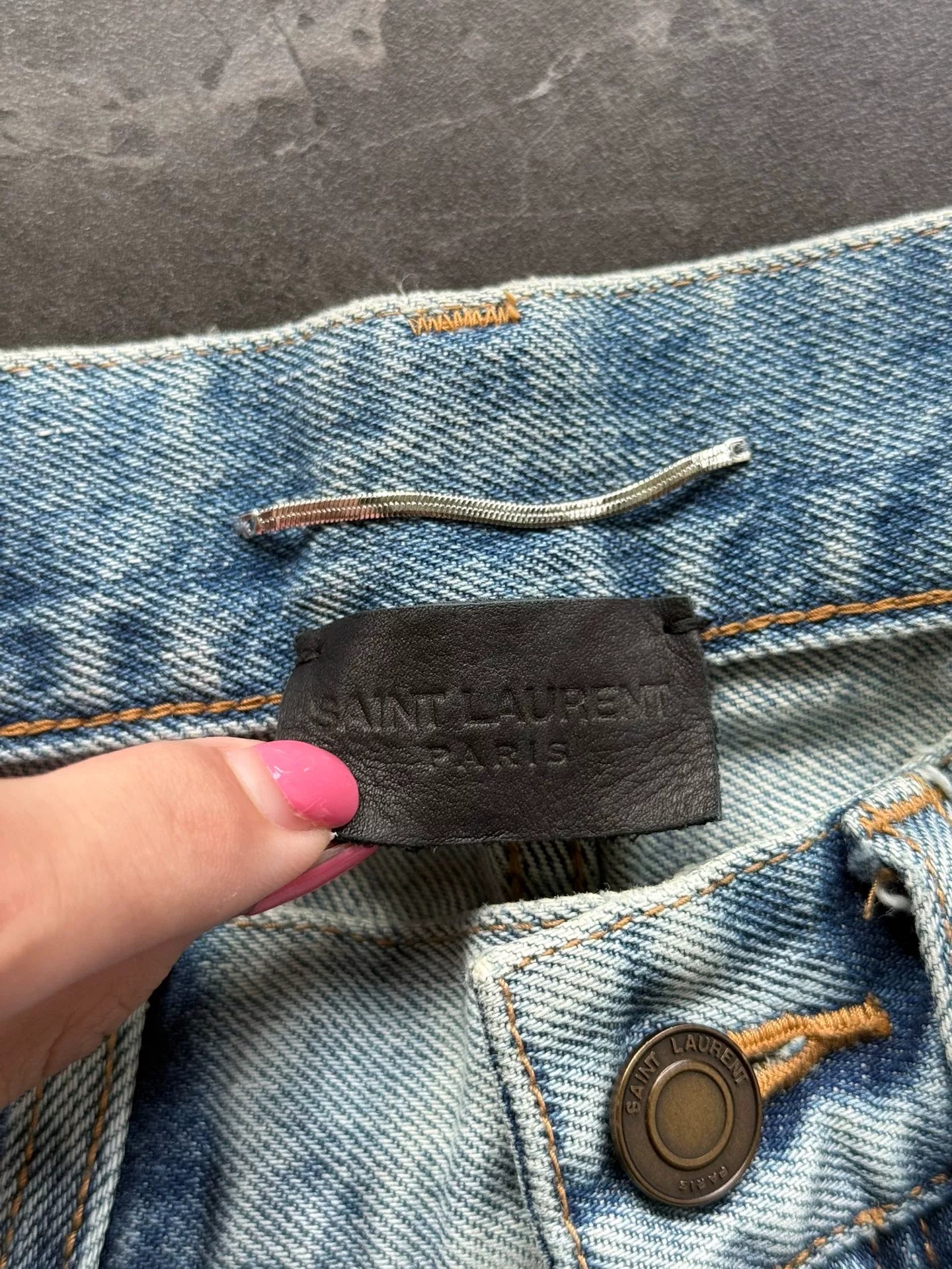 Saint Laurent slpd02 blue washed distressed jeans