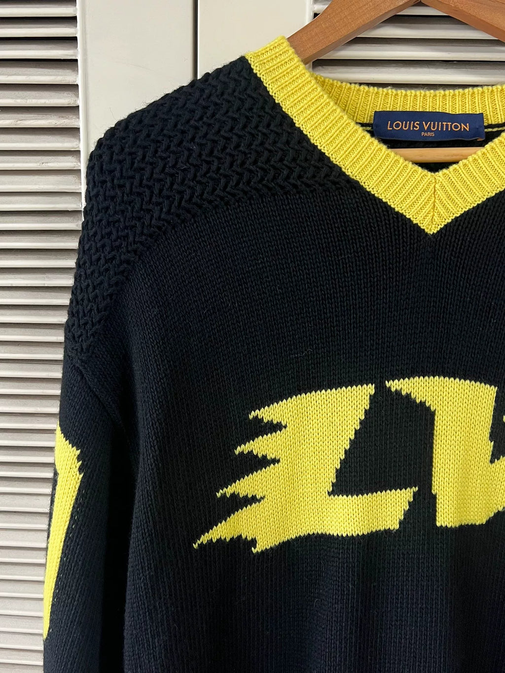 Louis Vuitton Black Yellow Flame Logo Sweater