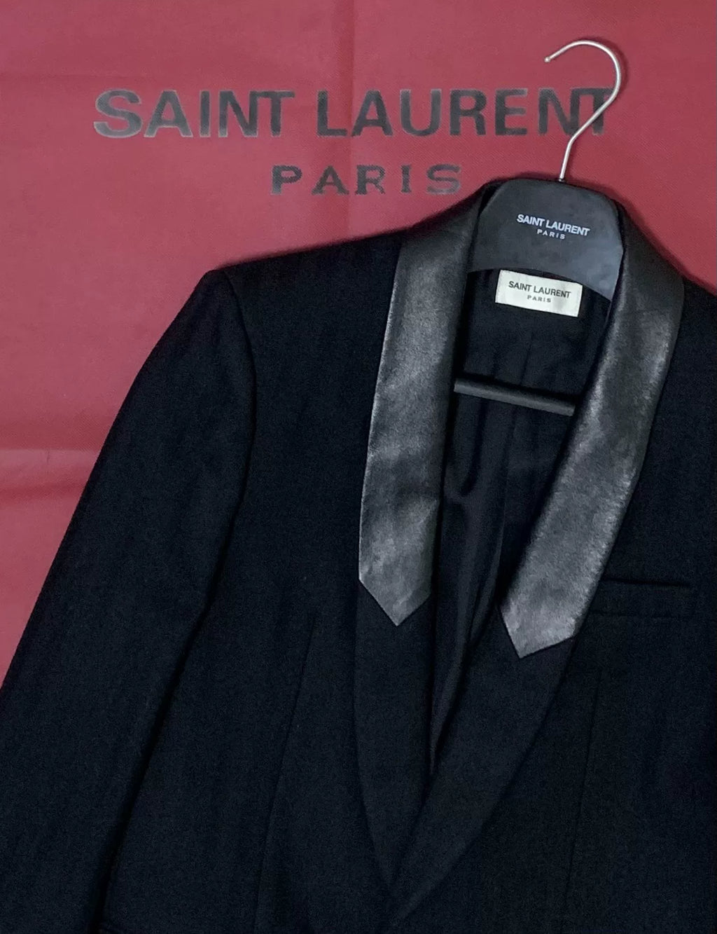 Saint Laurent 21FW Runway Black Sheepskin Striped Suit