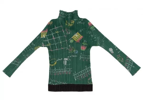Issey Miyake Chalkboard Doodle Pleated Top