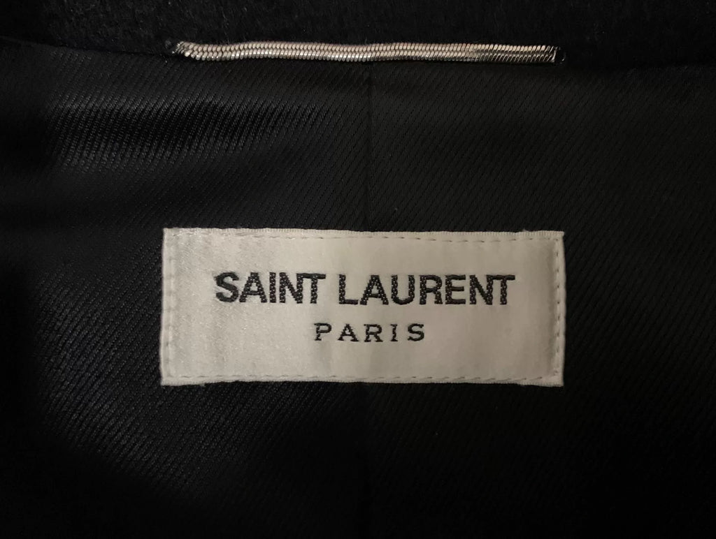 Saint Laurent FW20 Navy Gold Button Double-Breasted Wool Coat