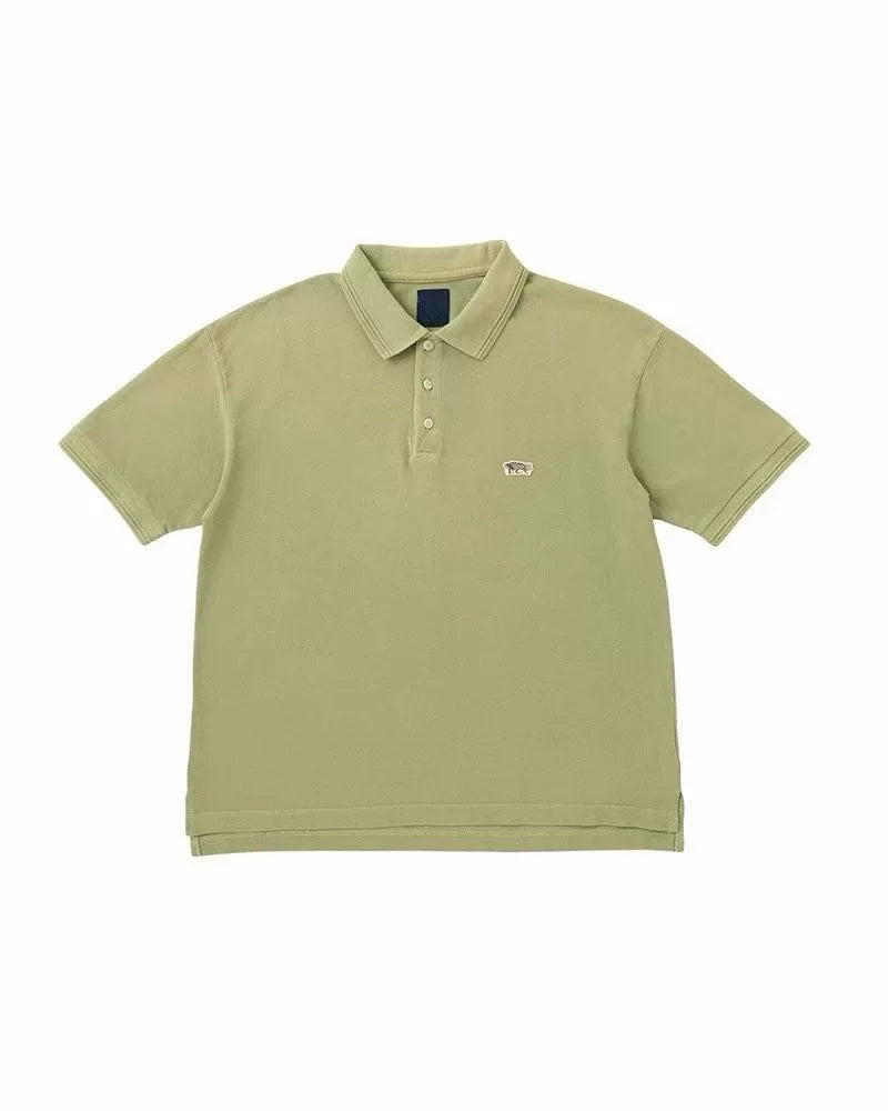 visvim AW25 ICT JUMBO WELLER S/S DMGD LT.GREEN Washed Polo Shirt