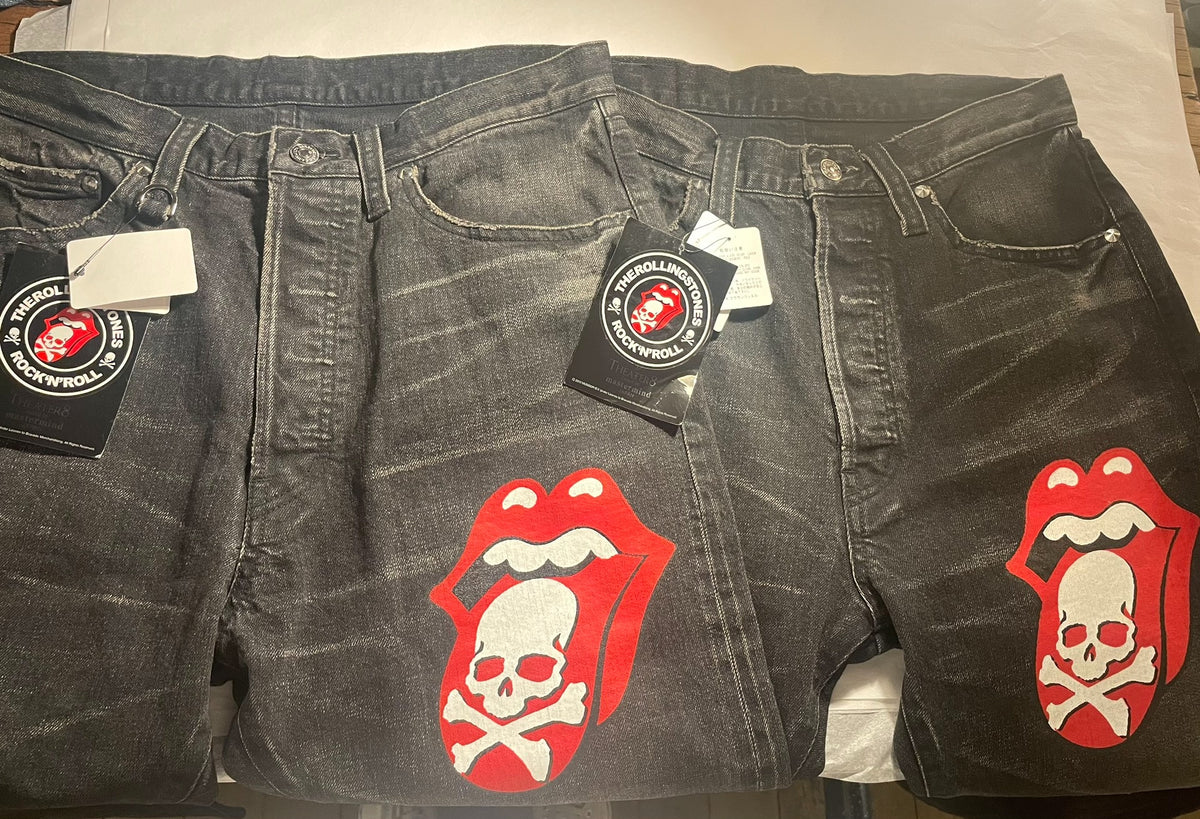 mastermind Japan × Theater8 Rolling Stone Black Washed Cotton Spandex Jeans