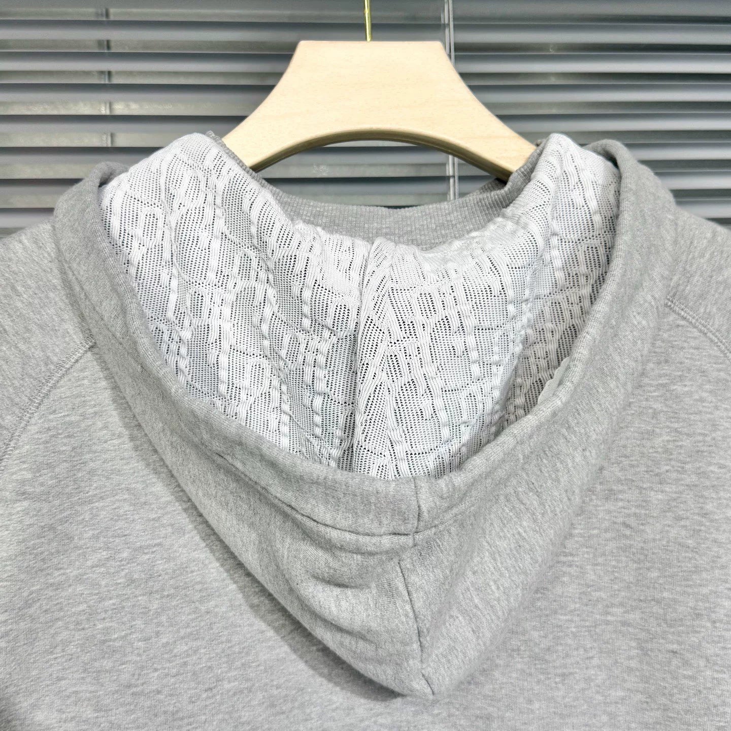 Dior Hooded Hoodie Embroidered Logo Monogram All-Over Print Cotton Gray Hat