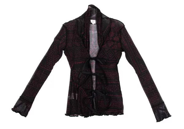 Jean Paul Gaultier Vintage Burgundy Floral Mesh Cardigan