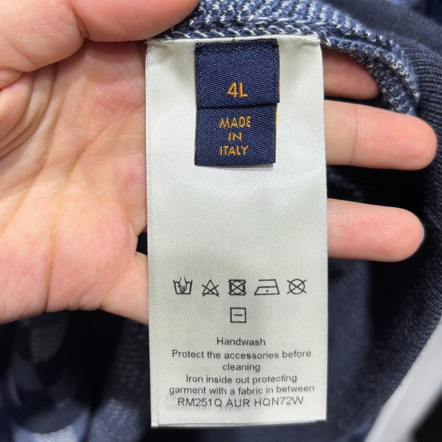 Louis Vuitton Long Sleeve Knit Checkerboard Studded Logo Embroidered Logo Cotton Navy Hoodie