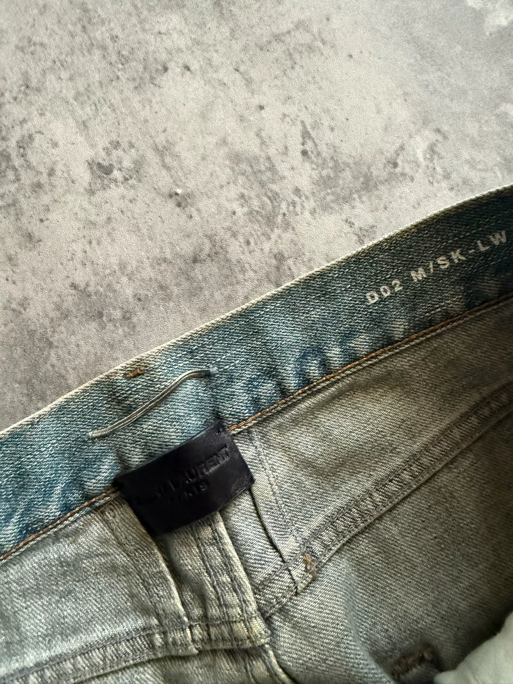 Saint Laurent 15AW D02 Ice Blue Washed Distressed Jeans by Hedi Slimane