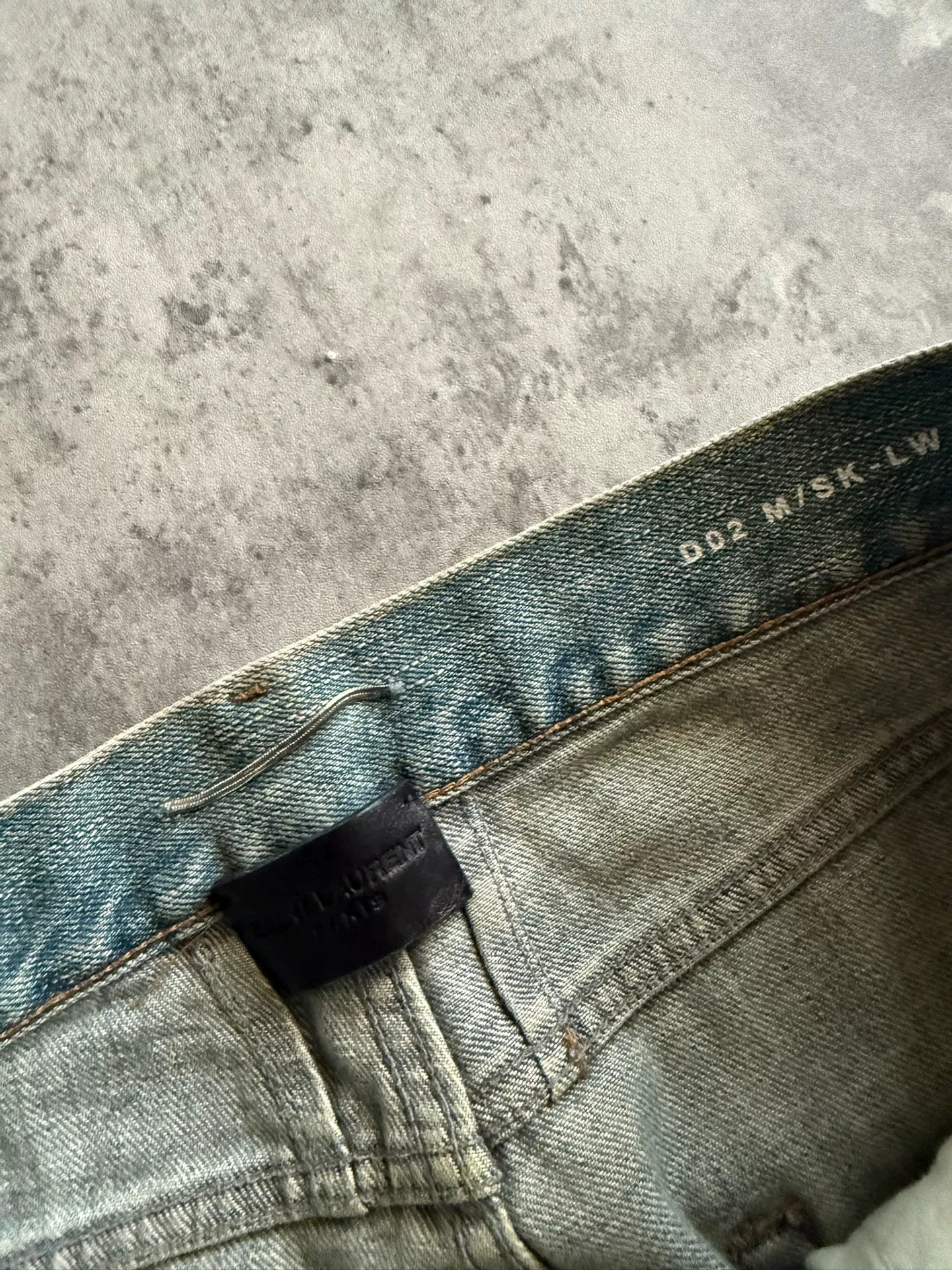 Saint Laurent 15AW D02 Ice Blue Washed Distressed Jeans by Hedi Slimane