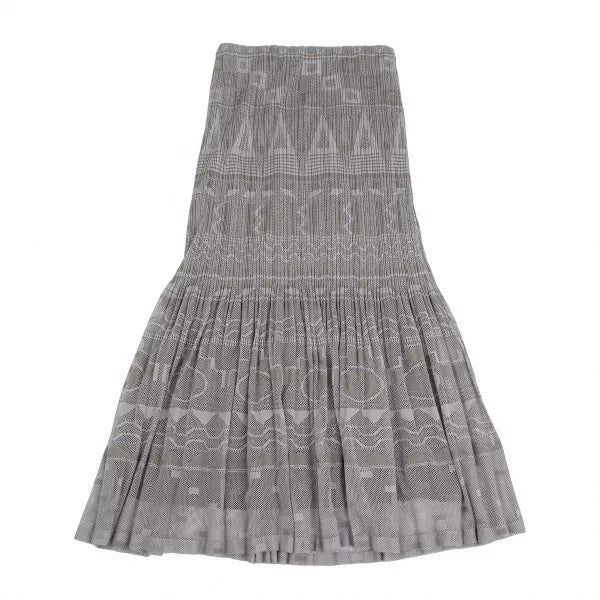 Issey Miyake Vintage Grey Pattern Cut-Out Pleated Skirt