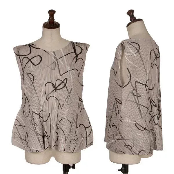 Issey Miyake Vintage Grey Patterned Pleated Top