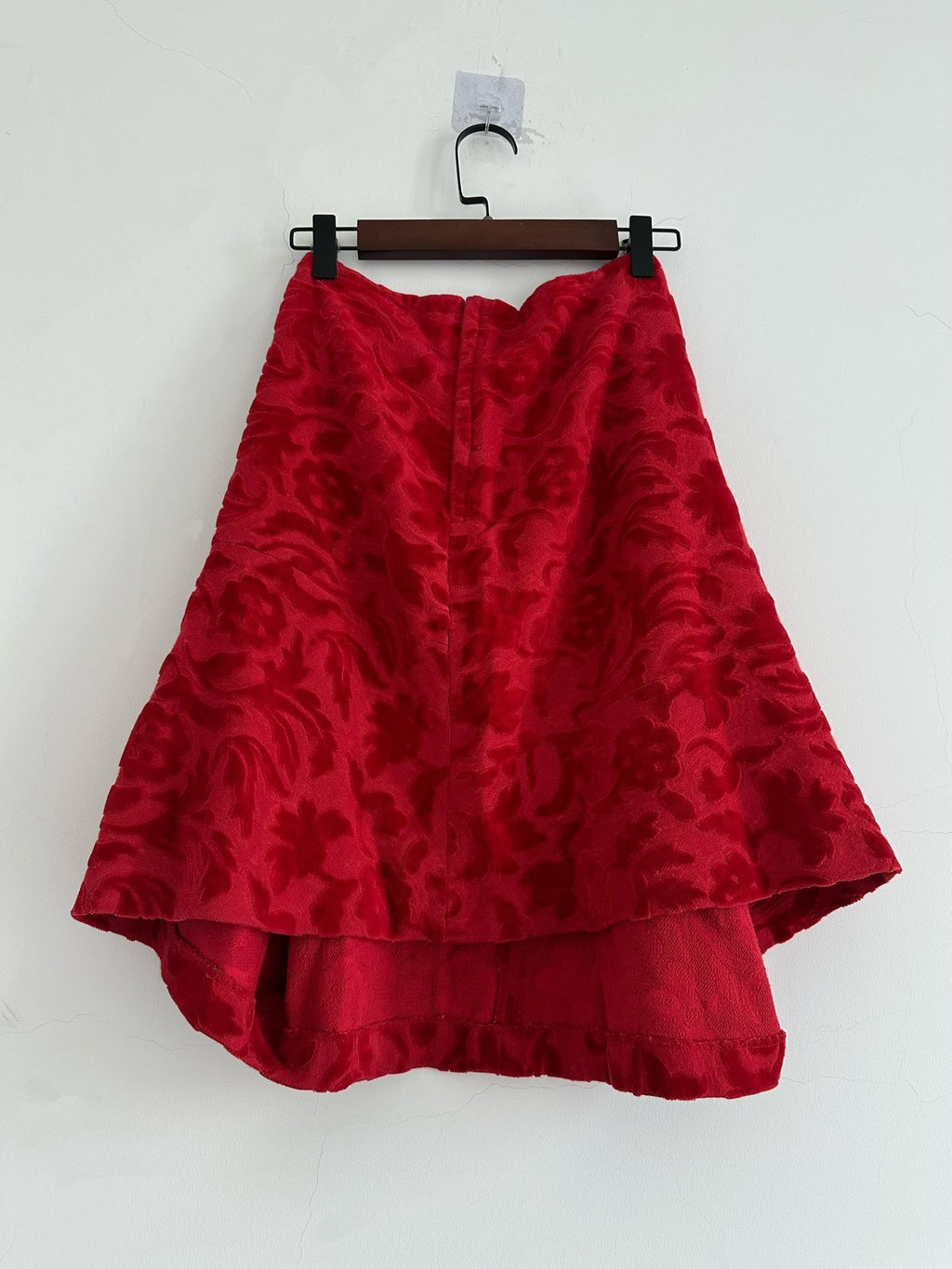 Comme Des Garcons Rei Kawakubo 1996 Main Line Red Flower Flocked Skirt