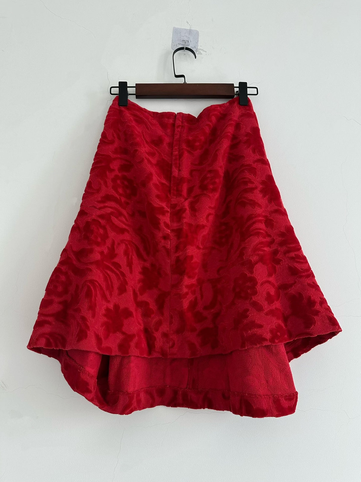 Comme Des Garcons Rei Kawakubo 1996 Main Line Red Flower Flocked Skirt